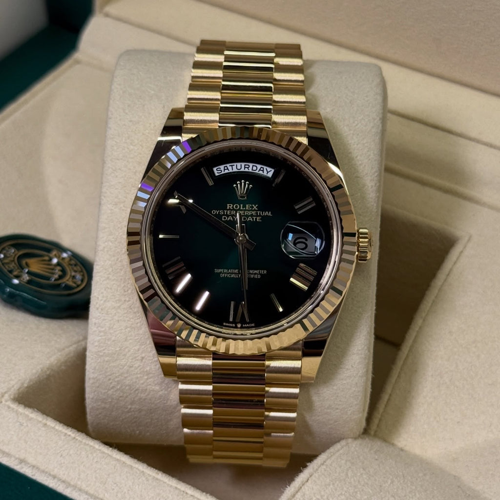 Rolex Day-Date 40mm –  Green “Stella” Roman Dial