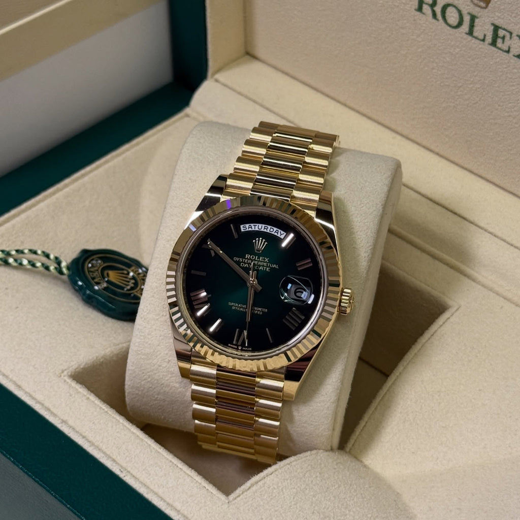 Rolex Day-Date 40mm –  Green “Stella” Roman Dial